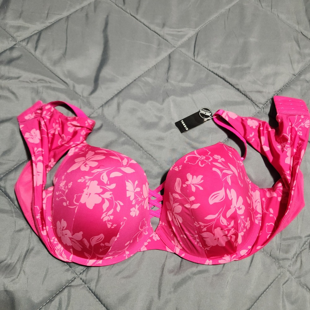Torrid XO Plunge Push-Up Bra 42D Kaina Floral 360 Back Smoothing NWT
